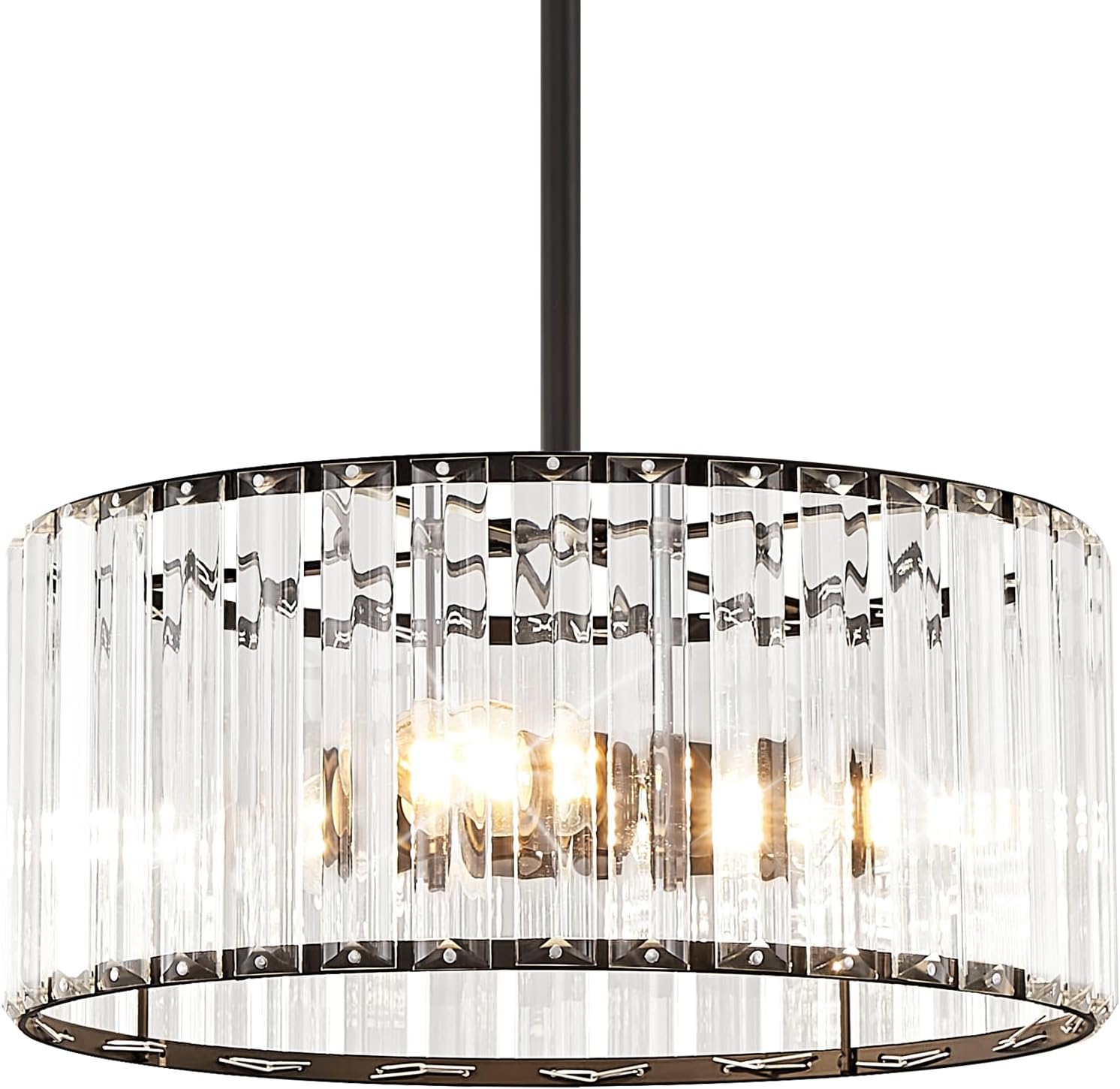Gold Crystal Chandelier, Modern Semi Flush Mount Chandelier 3-Lights Ceiling Lighting Fixtures, Round Kitchen Ceiling Hanging Pendant Light for Bedroom Entryway Foyer Dining Room, 11.8 Inch - Grand Goldman