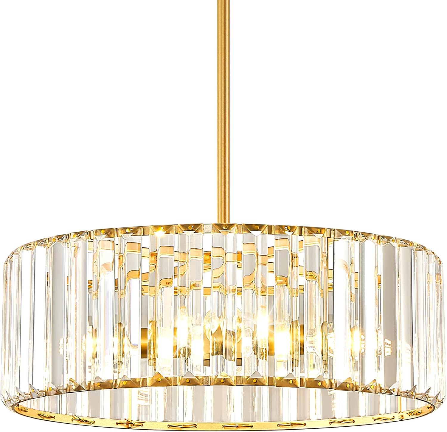 Gold Crystal Chandelier, Modern Semi Flush Mount Chandelier 3-Lights Ceiling Lighting Fixtures, Round Kitchen Ceiling Hanging Pendant Light for Bedroom Entryway Foyer Dining Room, 11.8 Inch - Grand Goldman