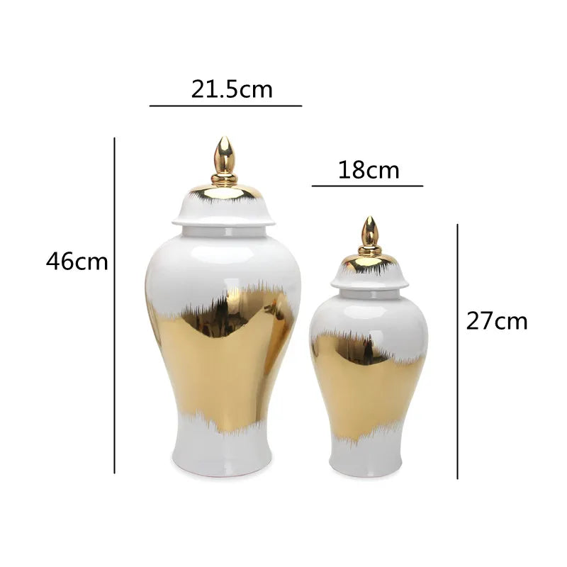 Gold Gradient General Jar Ceramic Ginger Jar Porcelain Crafts Storage Tank Flower Vase Vintage Cans Decorative Accessories - Grand Goldman