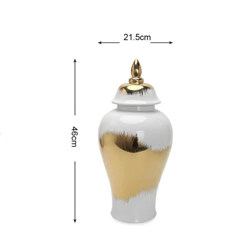 Gold Gradient General Jar Ceramic Ginger Jar Porcelain Crafts Storage Tank Flower Vase Vintage Cans Decorative Accessories - Grand Goldman