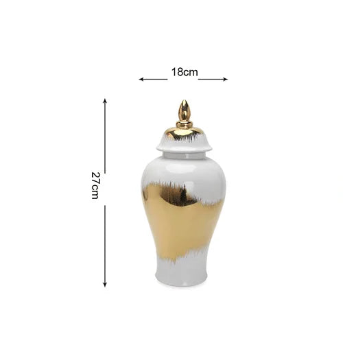 Gold Gradient General Jar Ceramic Ginger Jar Porcelain Crafts Storage Tank Flower Vase Vintage Cans Decorative Accessories - Grand Goldman