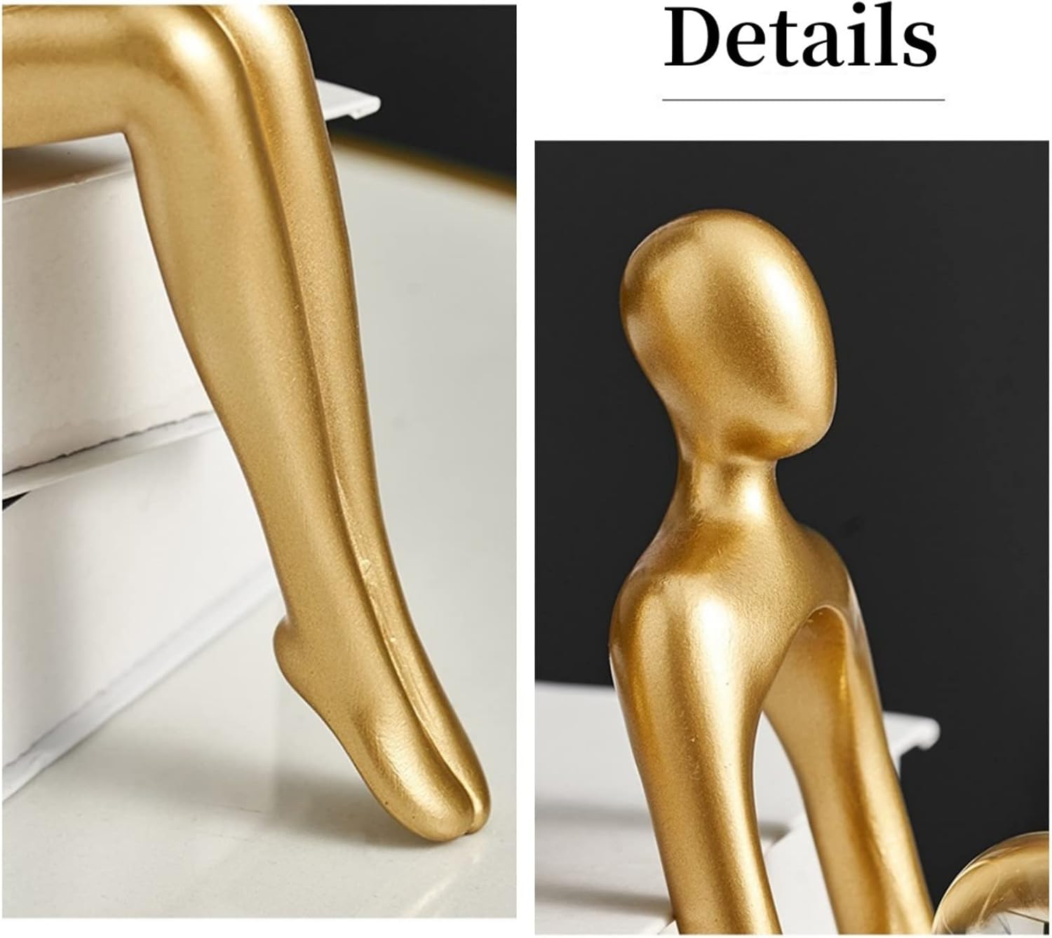 Gold Home Decor Large Thinker Statue Accents, Set of 3 Thinker Sculptures Office Decor Modern Abstract Resin Decoration on Shelf Table Desk for Living Room Office Bedroom - Grand Goldman