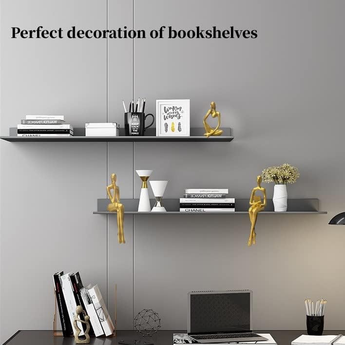 Gold Home Decor Large Thinker Statue Accents, Set of 3 Thinker Sculptures Office Decor Modern Abstract Resin Decoration on Shelf Table Desk for Living Room Office Bedroom - Grand Goldman