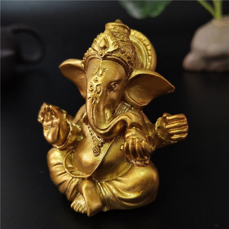 Gold Lord Ganesha Buddha Statue Elephant God Sculptures Gane - Grand Goldman