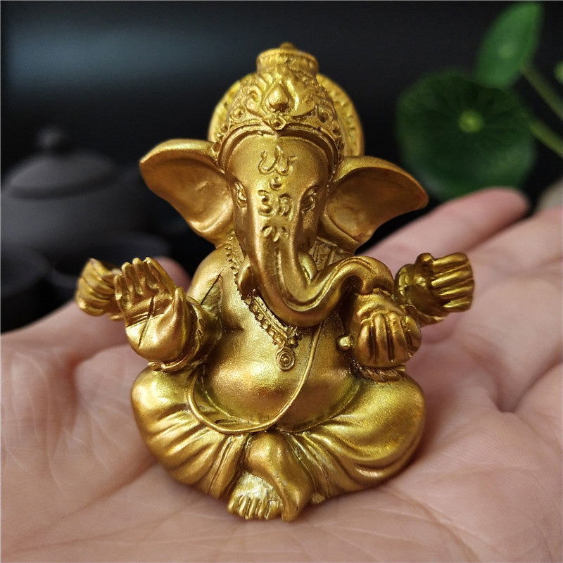 Gold Lord Ganesha Buddha Statue Elephant God Sculptures Gane - Grand Goldman