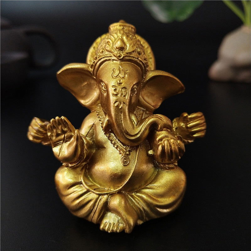 Gold Lord Ganesha Buddha Statue Elephant God Sculptures Gane - Grand Goldman