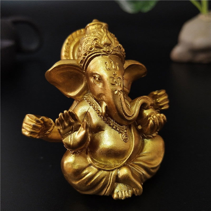 Gold Lord Ganesha Buddha Statue Elephant God Sculptures Gane - Grand Goldman