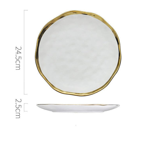 Gold Nordic Dish Plate Household White Ceramic Tableware Set - Grand Goldman