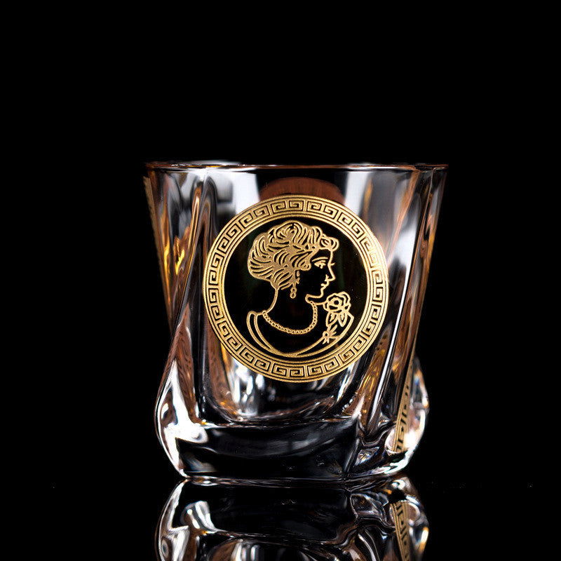 Gold Painted Fashion Crystal Glass Whiskey - Grand Goldman