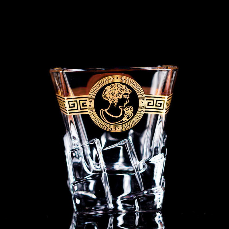 Gold Painted Fashion Crystal Glass Whiskey - Grand Goldman
