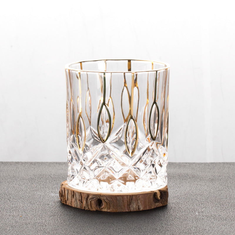 Gold Painted Fashion Crystal Glass Whiskey - Grand Goldman