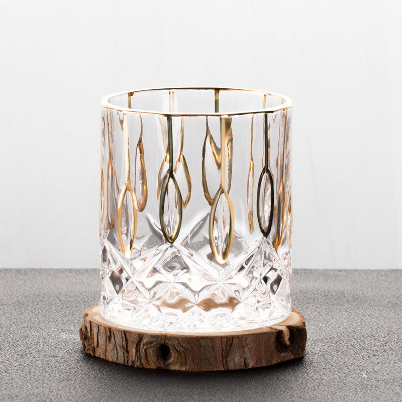 Gold Painted Fashion Crystal Glass Whiskey - Grand Goldman