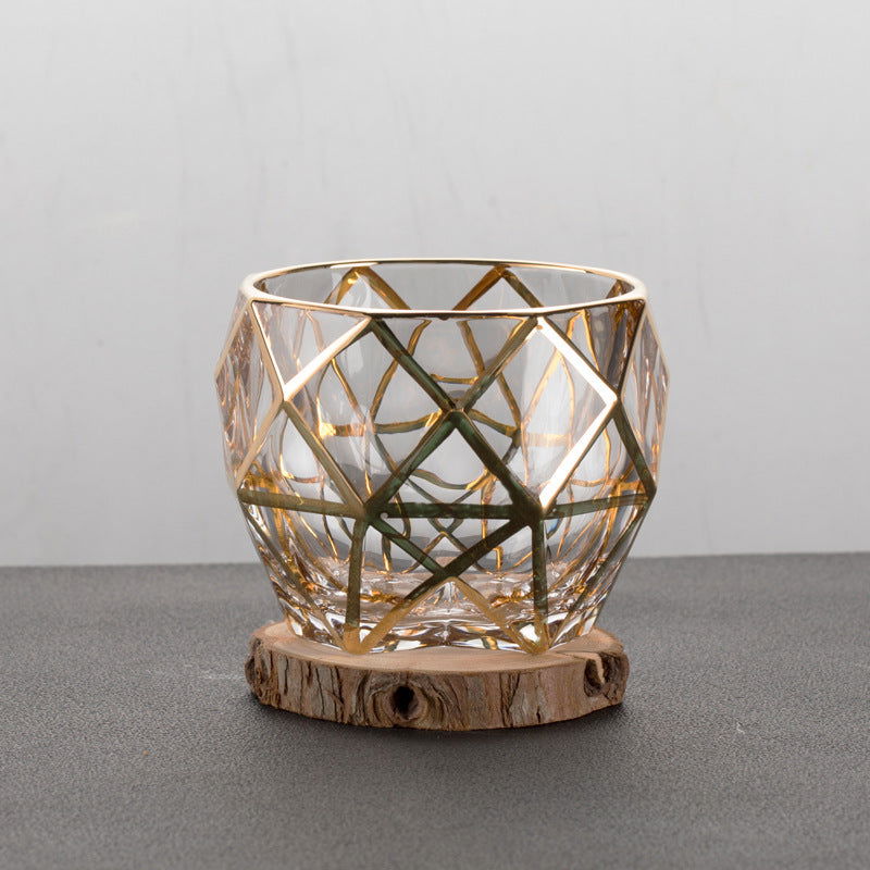 Gold Painted Fashion Crystal Glass Whiskey - Grand Goldman