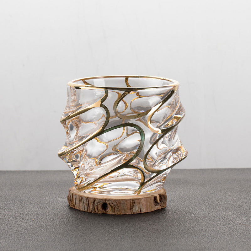 Gold Painted Fashion Crystal Glass Whiskey - Grand Goldman