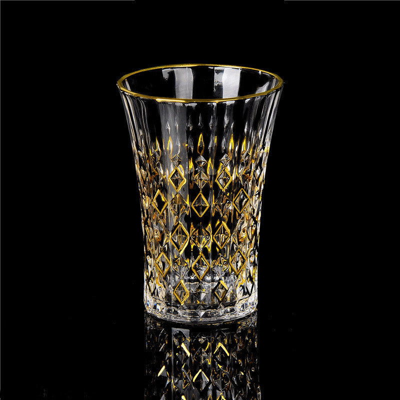 Gold Painted Fashion Crystal Glass Whiskey - Grand Goldman