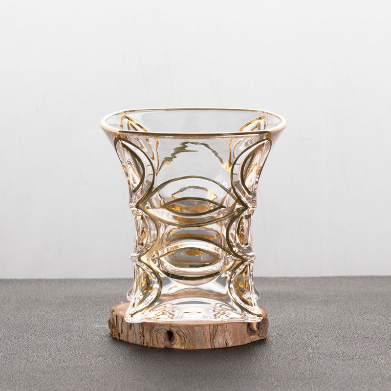 Gold Painted Fashion Crystal Glass Whiskey - Grand Goldman