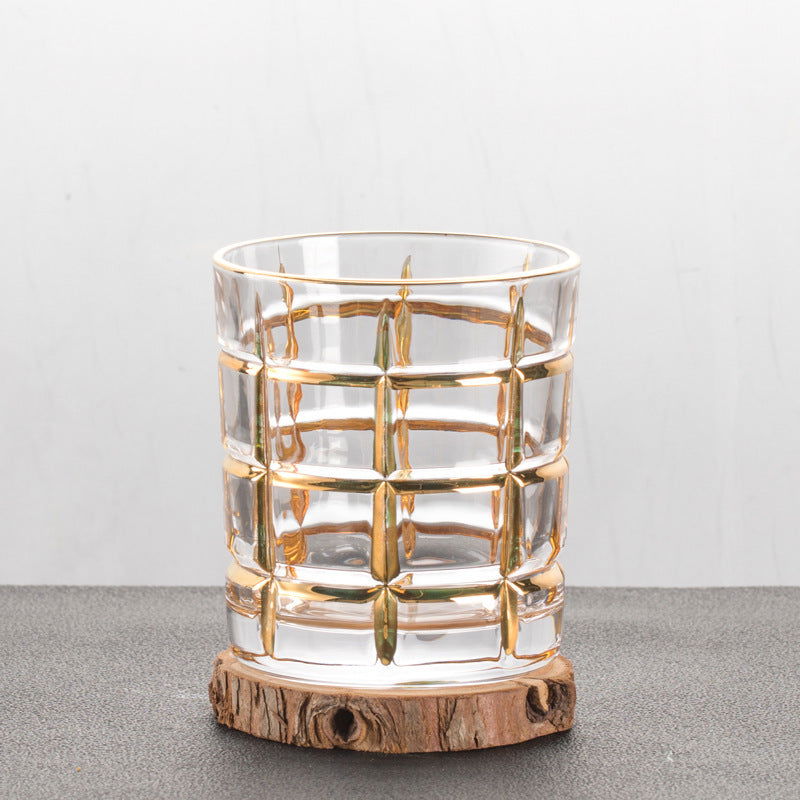 Gold Painted Fashion Crystal Glass Whiskey - Grand Goldman