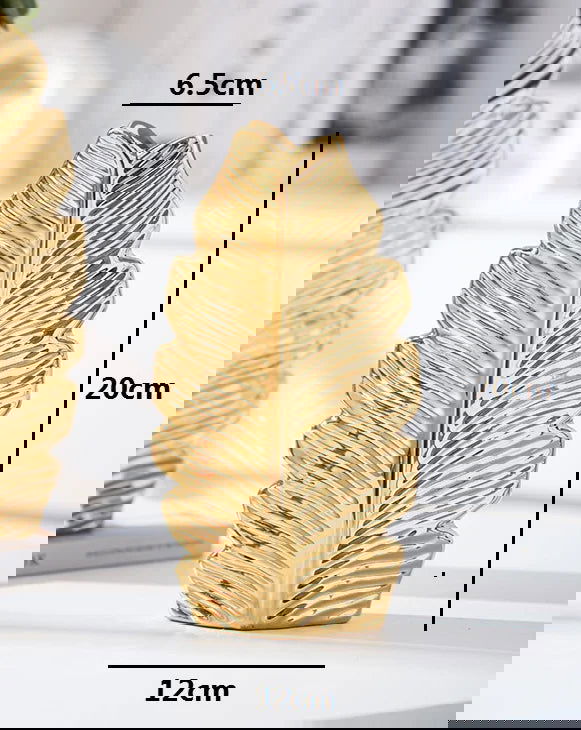 Gold Plated Feather Ceramic Vase Home Decor Creative Design Porcelain Decorative Flower Pot For Wedding Decoration - Grand Goldman