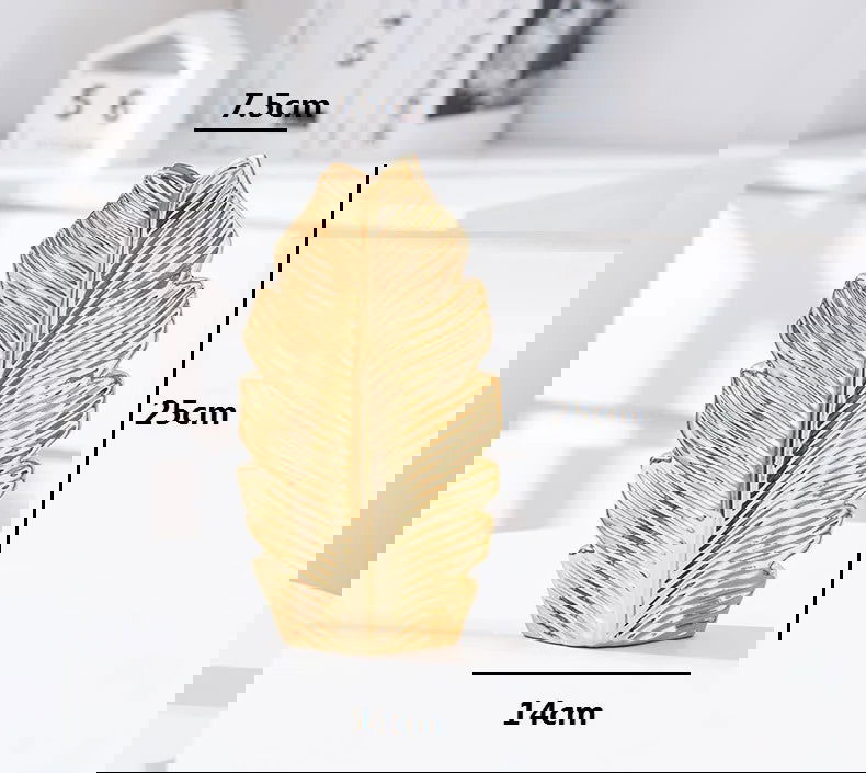 Gold Plated Feather Ceramic Vase Home Decor Creative Design Porcelain Decorative Flower Pot For Wedding Decoration - Grand Goldman