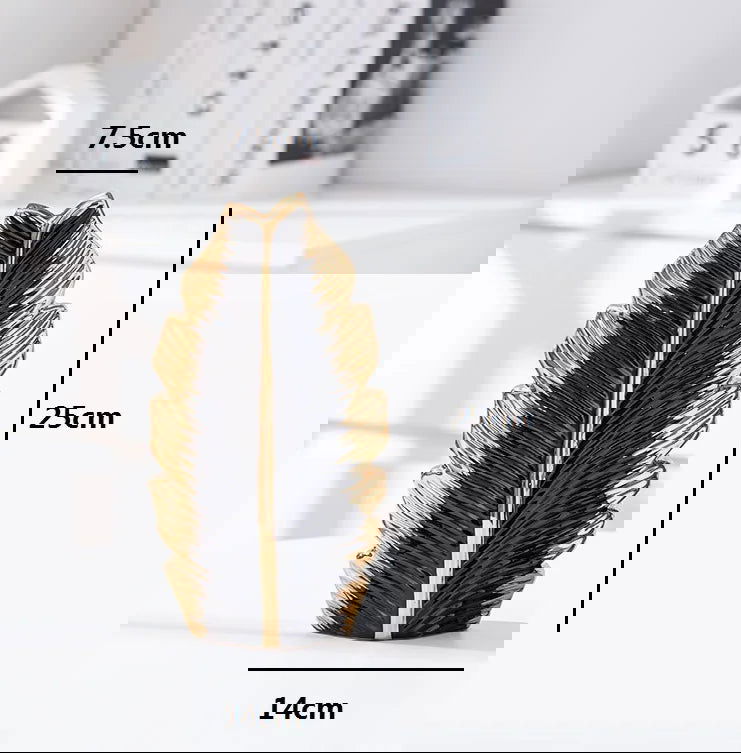 Gold Plated Feather Ceramic Vase Home Decor Creative Design Porcelain Decorative Flower Pot For Wedding Decoration - Grand Goldman