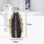 Gold Plated Feather Ceramic Vase Home Decor Creative Design Porcelain Decorative Flower Pot For Wedding Decoration - Grand Goldman
