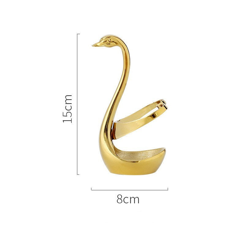 Gold Swan Elegant Utensils Set & Holder Fashion Nordic Leaf Fruit Fork Coffee Spoon - Grand Goldman