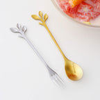 Gold Swan Elegant Utensils Set & Holder Fashion Nordic Leaf Fruit Fork Coffee Spoon - Grand Goldman