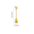 Gold Swan Elegant Utensils Set & Holder Fashion Nordic Leaf Fruit Fork Coffee Spoon - Grand Goldman