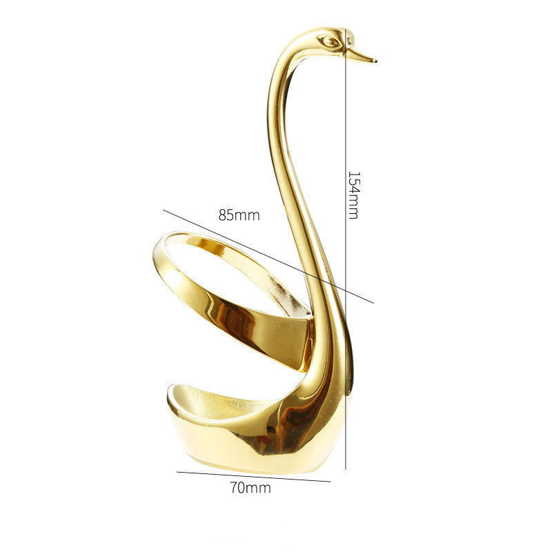 Gold Swan Elegant Utensils Set & Holder Fashion Nordic Leaf Fruit Fork Coffee Spoon - Grand Goldman