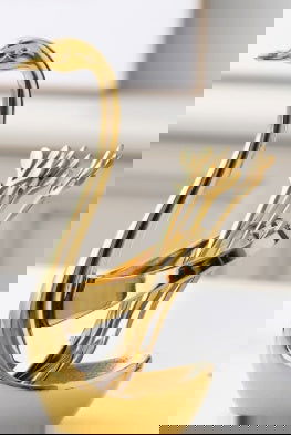 Gold Swan Elegant Utensils Set & Holder Fashion Nordic Leaf Fruit Fork Coffee Spoon - Grand Goldman