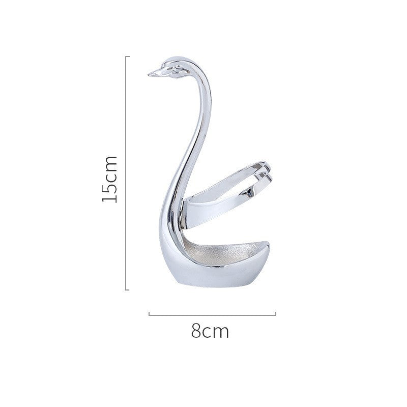 Gold Swan Elegant Utensils Set & Holder Fashion Nordic Leaf Fruit Fork Coffee Spoon - Grand Goldman