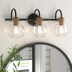 Gold Vanity Light, 3 Light Bathroom Light Fixtures, Modern Bathroom Vanity Lights Fixtures Over Mirror with Clear Globe Glass Shade, Gold Wall Sconces for Bathroom Hallway, E26 Base - Grand Goldman