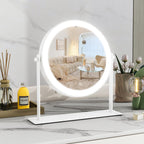 Gold Vanity Mirror, 12 Inch Makeup Mirror with Lights, Large Lighted Vanity Mirror, Light Up Mirror with Smart Touch 3 Colors Dimmable, Tabletop Mirror, 360° Rotation - Grand Goldman
