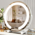 Gold Vanity Mirror, 12 Inch Makeup Mirror with Lights, Large Lighted Vanity Mirror, Light Up Mirror with Smart Touch 3 Colors Dimmable, Tabletop Mirror, 360° Rotation - Grand Goldman