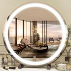 Gold Vanity Mirror, 12 Inch Makeup Mirror with Lights, Large Lighted Vanity Mirror, Light Up Mirror with Smart Touch 3 Colors Dimmable, Tabletop Mirror, 360° Rotation - Grand Goldman