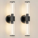 Gold Wall Sconces Set of 2, Brass Bathroom Sconce Wall Lighting, Bathroom Wall Vanity Light Fixture, Modern Wall Light Set of Two, Indoor Wall Lamp for Mirror, Cylinder Sconce for Bathroom Bedroom - Grand Goldman