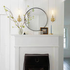 Gold Wall Sconces Set of 2, Modern Bathroom Sconces Wall Lighting Vanity Light Fixtures with Clear Glass, Brushed Brass Wall Mount Lights for Living Room Corridor Mirror Bedroom Stairs - Grand Goldman