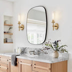 Gold Wall Sconces Set of 2, Modern Bathroom Sconces Wall Lighting Vanity Light Fixtures with Clear Glass, Brushed Brass Wall Mount Lights for Living Room Corridor Mirror Bedroom Stairs - Grand Goldman