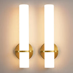 Gold Wall Sconces Set of Two - Dimmable Modern Sconces Wall Lighting 18W 3000K Led Wall Lights Acrylic Lampshade Hardwired Wall Light Fixtures for Living Room Bedroom Bathroom Hallway - Grand Goldman