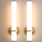 Gold Wall Sconces Set of Two - Dimmable Modern Sconces Wall Lighting 18W 3000K Led Wall Lights Acrylic Lampshade Hardwired Wall Light Fixtures for Living Room Bedroom Bathroom Hallway - Grand Goldman