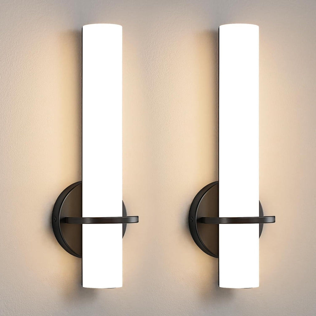 Gold Wall Sconces Set of Two - Dimmable Modern Sconces Wall Lighting 18W 3000K Led Wall Lights Acrylic Lampshade Hardwired Wall Light Fixtures for Living Room Bedroom Bathroom Hallway - Grand Goldman