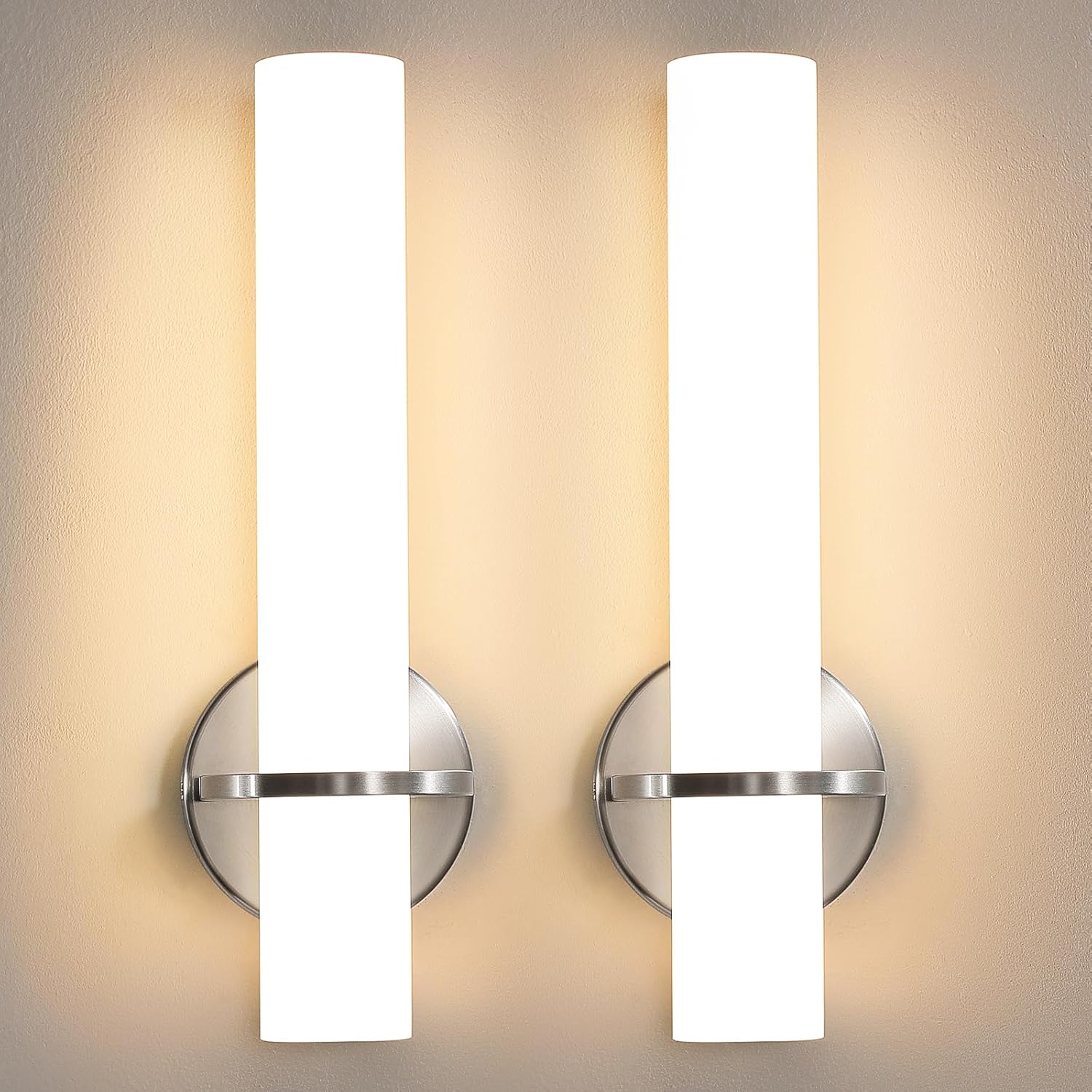 Gold Wall Sconces Set of Two - Dimmable Modern Sconces Wall Lighting 18W 3000K Led Wall Lights Acrylic Lampshade Hardwired Wall Light Fixtures for Living Room Bedroom Bathroom Hallway - Grand Goldman