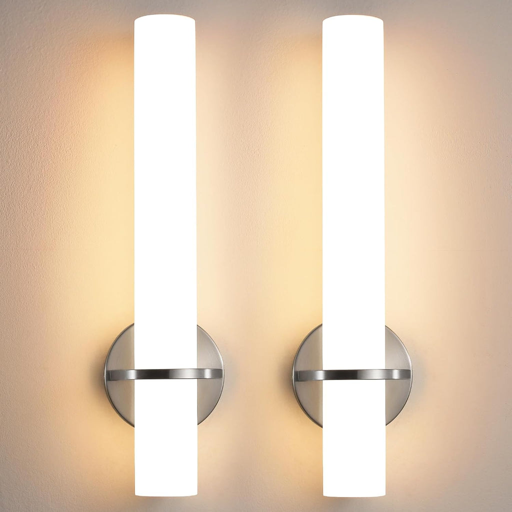 Gold Wall Sconces Set of Two - Dimmable Modern Sconces Wall Lighting 18W 3000K Led Wall Lights Acrylic Lampshade Hardwired Wall Light Fixtures for Living Room Bedroom Bathroom Hallway - Grand Goldman