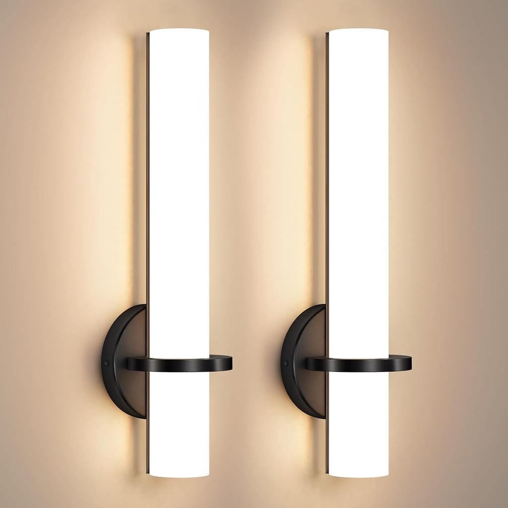 Gold Wall Sconces Set of Two - Dimmable Modern Sconces Wall Lighting 18W 3000K Led Wall Lights Acrylic Lampshade Hardwired Wall Light Fixtures for Living Room Bedroom Bathroom Hallway - Grand Goldman