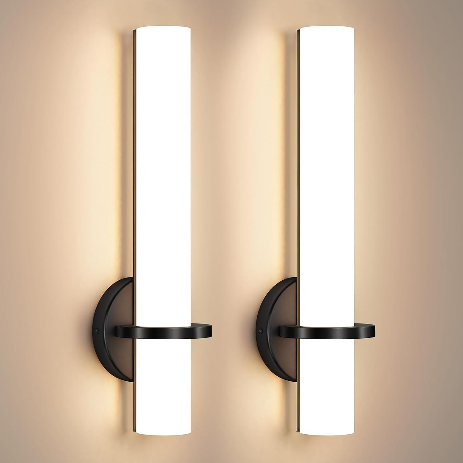 Gold Wall Sconces Set of Two - Dimmable Modern Sconces Wall Lighting 18W 3000K Led Wall Lights Acrylic Lampshade Hardwired Wall Light Fixtures for Living Room Bedroom Bathroom Hallway - Grand Goldman