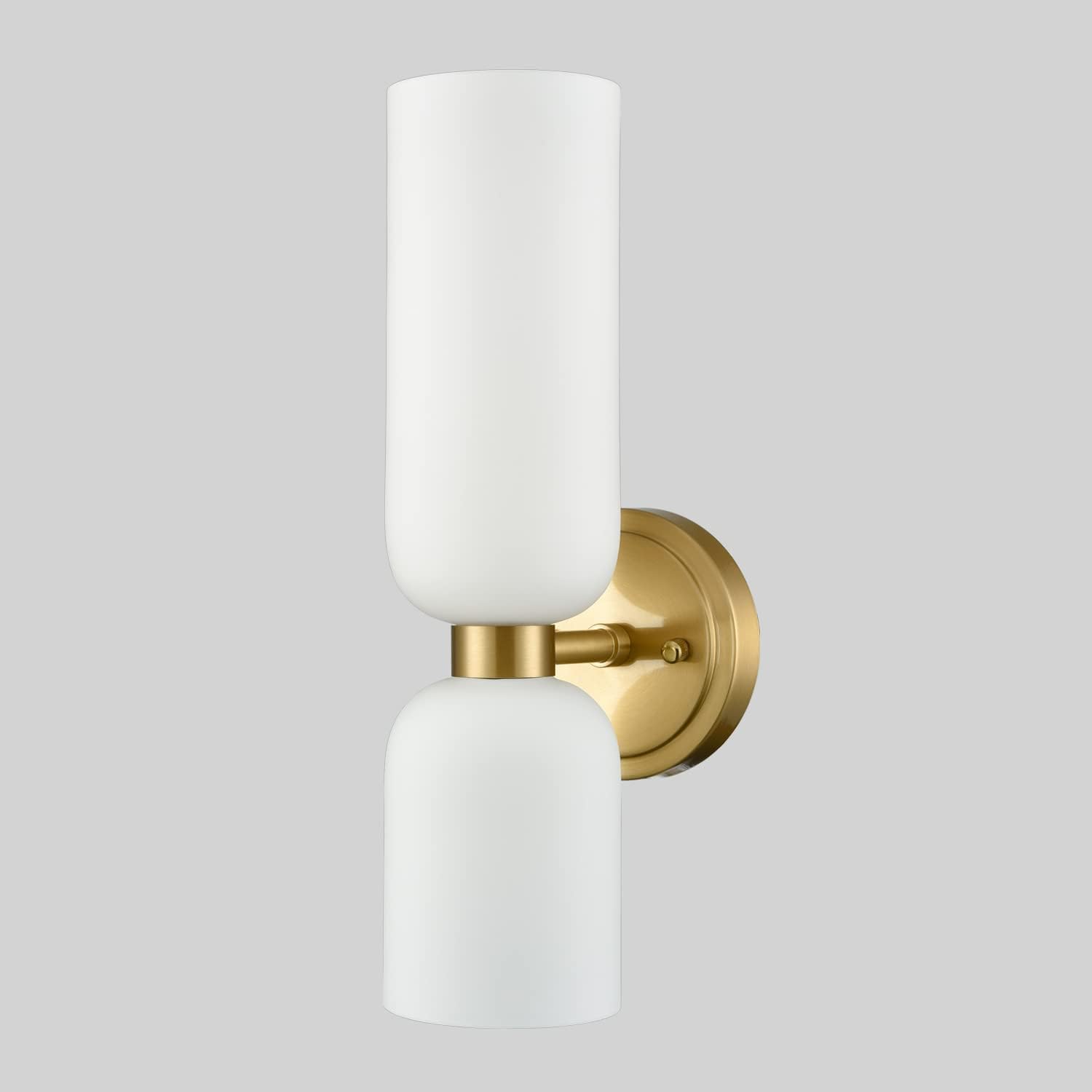 Gold Wall Sconces Set of Two 2-Light Modern Wall Light Bathroom Vanity Light Milky White Glass - Grand Goldman