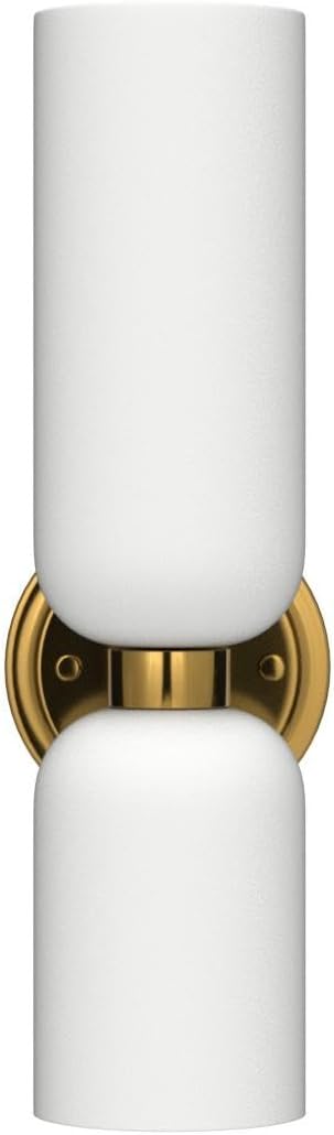 Gold Wall Sconces Set of Two 2-Light Modern Wall Light Bathroom Vanity Light Milky White Glass - Grand Goldman
