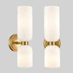 Gold Wall Sconces Set of Two 2-Light Modern Wall Light Bathroom Vanity Light Milky White Glass - Grand Goldman