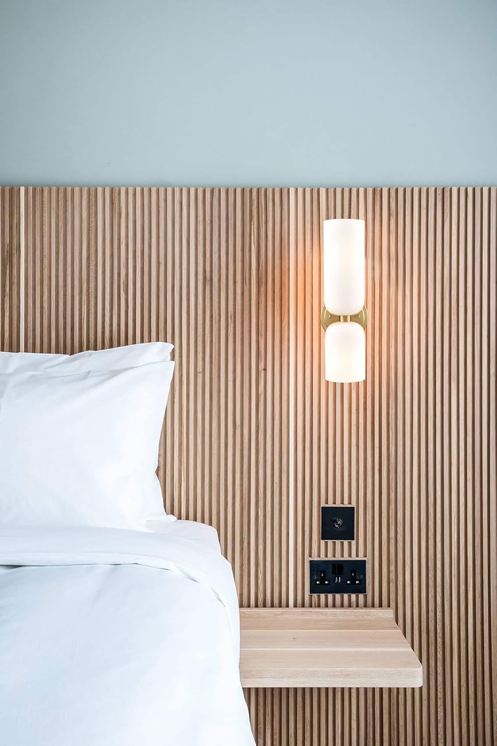 Gold Wall Sconces Set of Two 2-Light Modern Wall Light Bathroom Vanity Light Milky White Glass - Grand Goldman