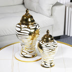 Golden Ceramic General Jar Ginger Cans Storage Tanks Decorative Bottles Flower Vase Chinese Retro Ornaments Home Decoration - Grand Goldman